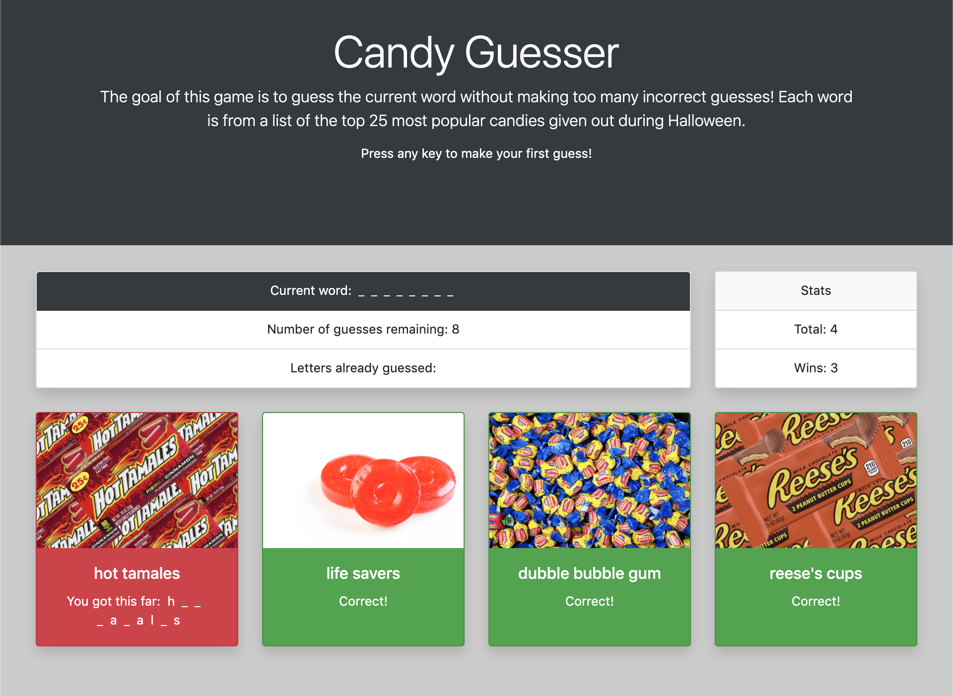 Candy Guesser Game